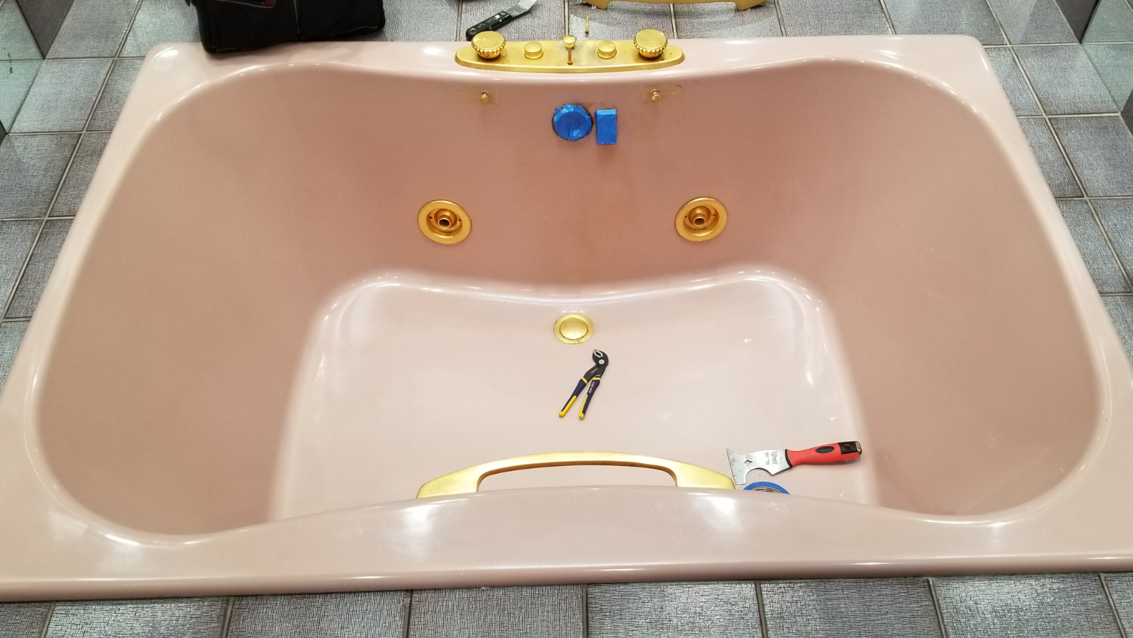 Pink tub unfinished